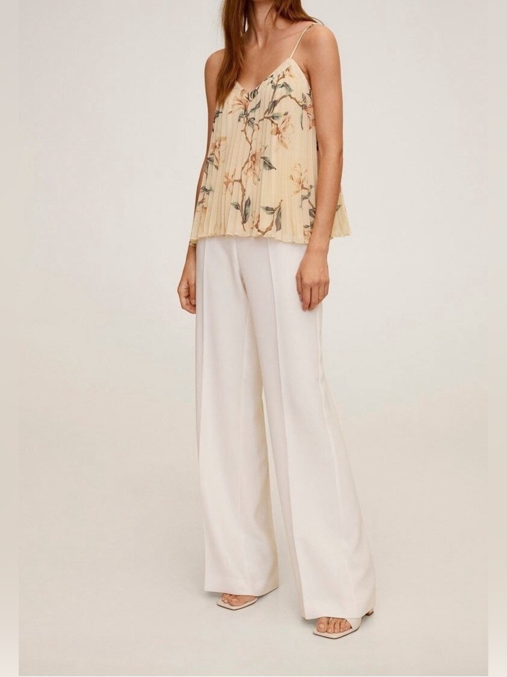 Mango Cream Pleated Blouse Size XS